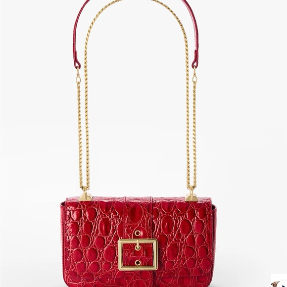 Brahmin NWT Rosa Sriracha Vanderbilt Red Croc-Embossed Crossbody & Dustbag - Picture 6 of 9
